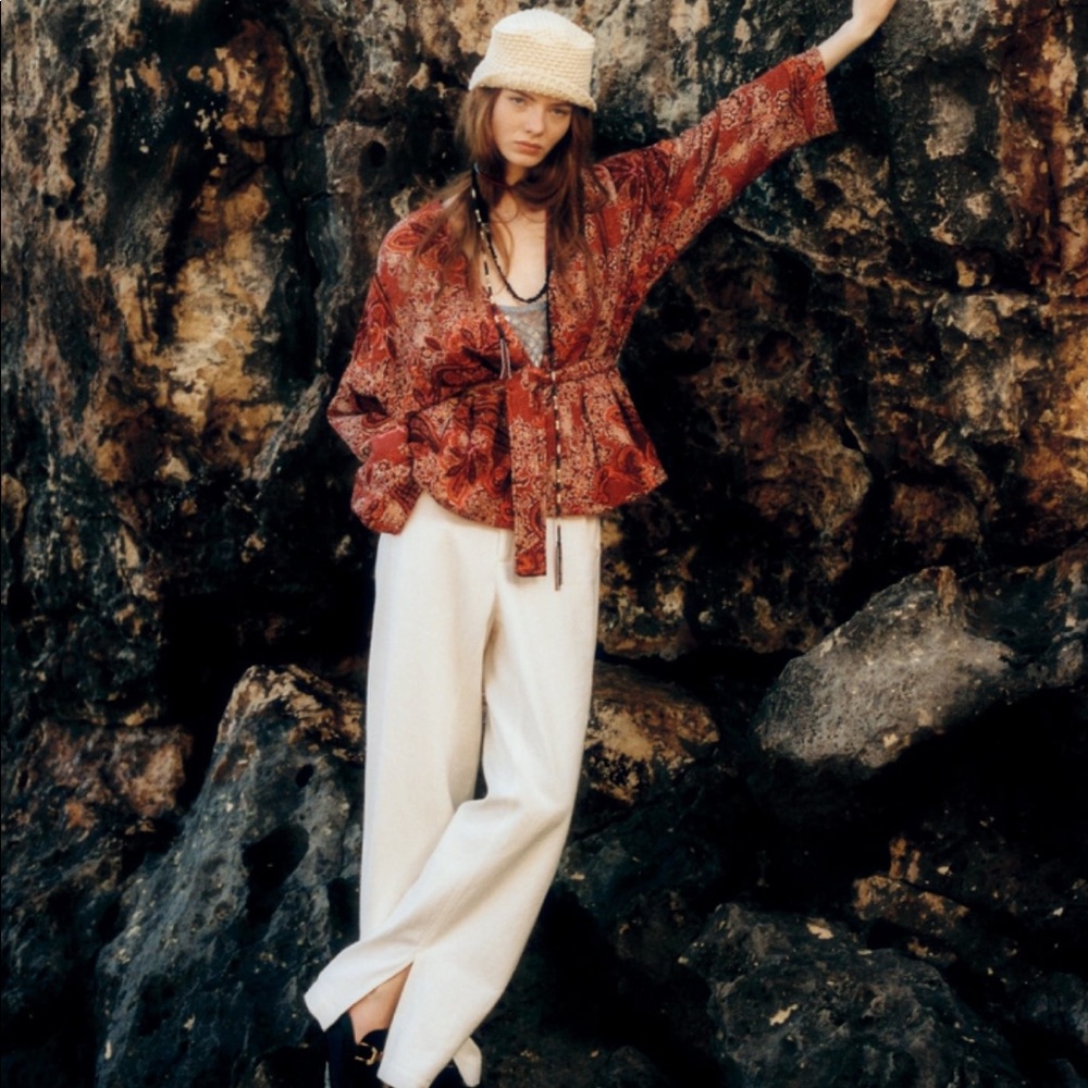 Moroccan Inspired Printed Puffer Jacket With Belt… - image 3